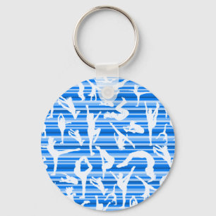 青い応援のシルエットKeychain キーホルダー