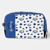 青い応援ハート、ポンポン、メガフォンパターン ドップキット (正面)