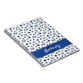 青い応援ハート、ポンポン、メガフォンパターン ノートブック (右側)