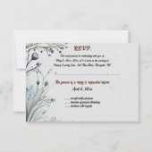 青い応答カードの編集可能な果実 出欠カード (正面)