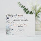 青い応答カードの編集可能な果実 出欠カード (スタンド正面)