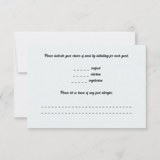 青い応答カードの編集可能な果実 出欠カード (裏面)