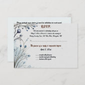 青い応答カードの編集可能な果実 出欠カード (正面/裏面)