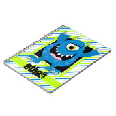 青い怪物、ネオングリーン、白いストライプ ノートブック (左側)