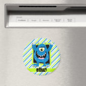 青い怪物、ネオングリーン、白いストライプ マグネット (インサイチュ (食洗機))