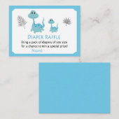 青い恐竜おむつラッフルチケット プレイスカード (正面/裏面)