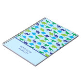 青い恐竜かわいいキッズディノ ノートブック (左側)