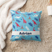 青い恐竜と火山の子供の枕 クッション (ブランケット)