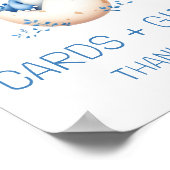 青い恐竜のカードとギフト赤ちゃんシャワーのサイン ポスター (角)