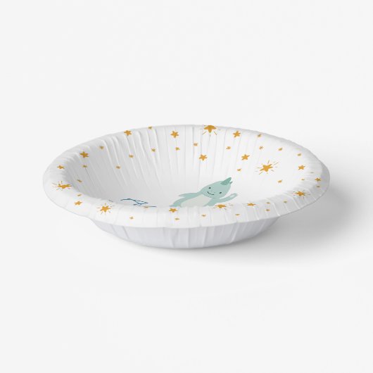 青い恐竜のトゥインクルスターベビーシャワーボーイパーティー ペーパーボウル (傾斜あり)