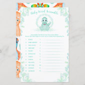 青い恐竜のベビー単語スクランブル赤ちゃんシャワーゲーム (正面/裏面)