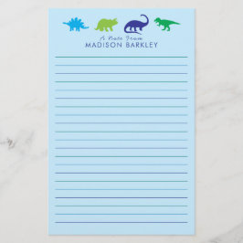 青い恐竜の可愛い子どものディノ 便箋