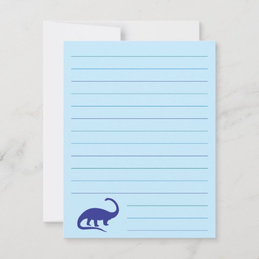 青い恐竜の可愛い子どものDinoフラット固定カード サンキューカード (裏面)