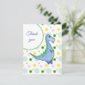 青い恐竜の少年の誕生日水色 サンキューカード (スタンド正面)