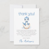 青い恐竜の水彩赤ちゃんシャワー サンキューカード (正面)