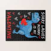 青い恐竜の申し訳ない女性ママは私のバレンタイン ジグソーパズル (横)