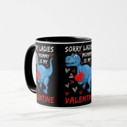 青い恐竜の申し訳ない女性ママは私のバレンタイン マグカップ (正面左)