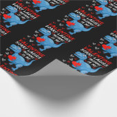 青い恐竜の申し訳ない女性ママは私のバレンタイン ラッピングペーパー (角)