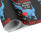 青い恐竜の申し訳ない女性ママは私のバレンタイン ラッピングペーパー (ロールコーナー)