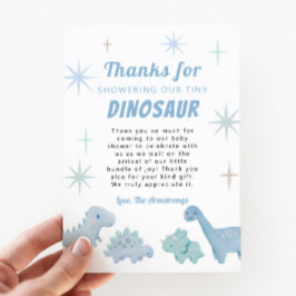 青い恐竜の男の子の赤ちゃんシャワー サンキューカード