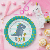 青い恐竜の男の子 幼稚園 卒業 ふざけ ペーパープレート (パーティー)