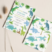青い恐竜の誕生日招待状 招待状