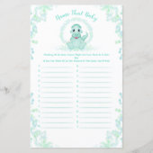 青い恐竜の赤ちゃんシャワーベビー名レースゲーム (正面)