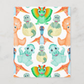 青い恐竜の赤ちゃんシャワー親アドバイスカード (裏面)