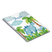 青い恐竜パーソナライズされたの少年の名前 ノートブック (右側)