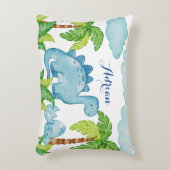 青い恐竜パーソナライズされたベビー名の枕 アクセントクッション (正面(垂直))