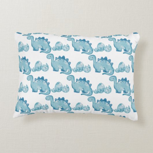 青い恐竜パーソナライズされたベビー名の枕 アクセントクッション (裏面)