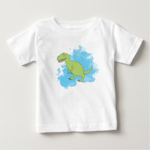 青い恐竜絵を描 ベビーTシャツ