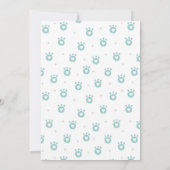 青い恐竜。キッズデおもしろいィノ。男の赤ちゃん誕生日 招待状 (裏面)