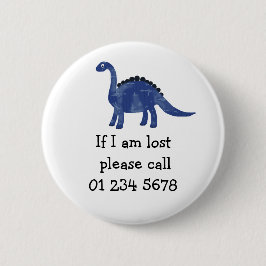 青い恐竜、子供の緊急事態、安全 缶バッジ
