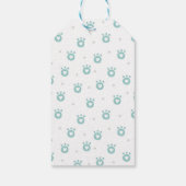 青い恐竜。男の子感謝していの誕生日。キッズパーティー ギフトタグ (裏面)