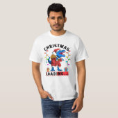 青い恐竜Tレックスのクリスマスローディング Tシャツ (正面フル)