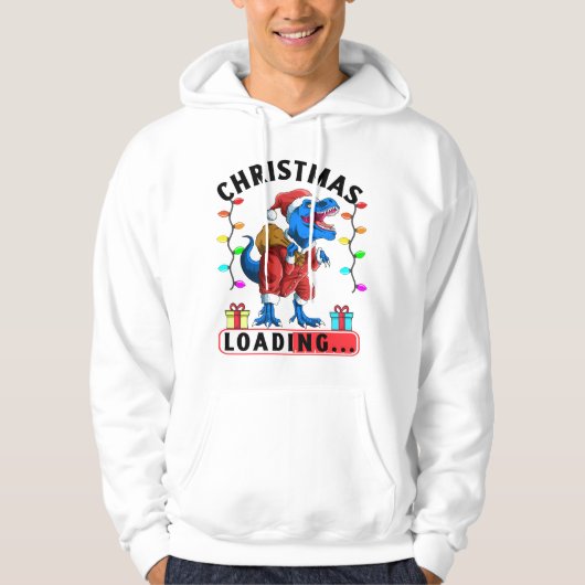 青い恐竜Tレックスクリスマスのロード パーカ (正面)