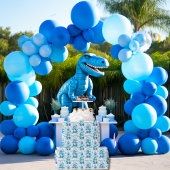 青い恐竜Tレックス子供の男の子の誕生日パーティーかわいい ラッピングペーパー