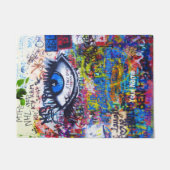 青い悪のまなざしのモダンの落書き ドアマット (正面)