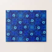 、青い悪のまなざしパターンのモダンなデジタル芸術冷却して下さい ジグソーパズル (横)