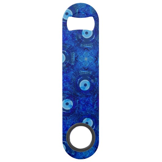 、青い悪のまなざしパターンのモダンなデジタル芸術冷却して下さい スピード栓抜き (正面)