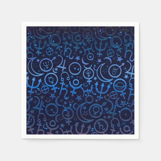 青い惑星シンボル神秘的な宇宙惑星 スタンダードカクテルナプキン (正面)