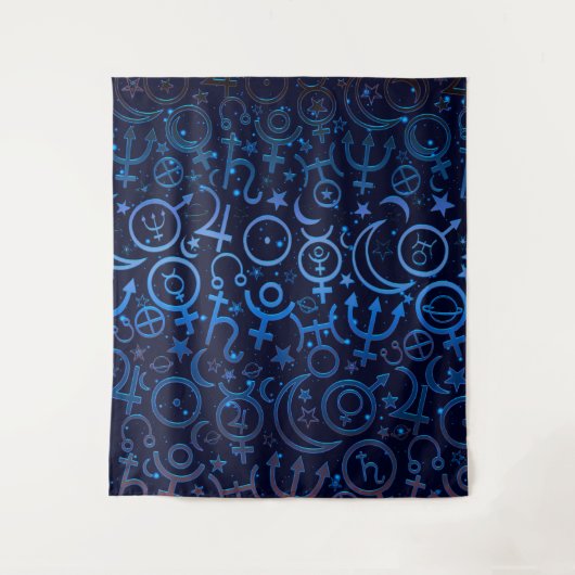 青い惑星シンボル神秘的な宇宙惑星 タペストリー (正面)