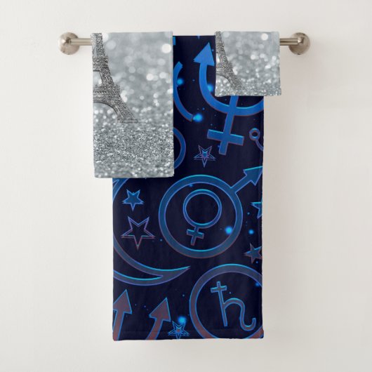 青い惑星シンボル神秘的な宇宙惑星 バスタオルセット (インサイチュ)