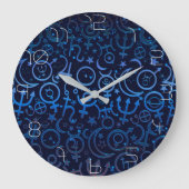 青い惑星シンボル神秘的な宇宙惑星 ラージ壁時計 (正面)
