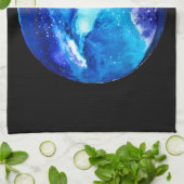青い惑星星雲銀河水彩 キッチンタオル (折り畳み)