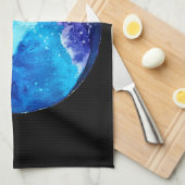 青い惑星星雲銀河水彩 キッチンタオル (四つ折り)