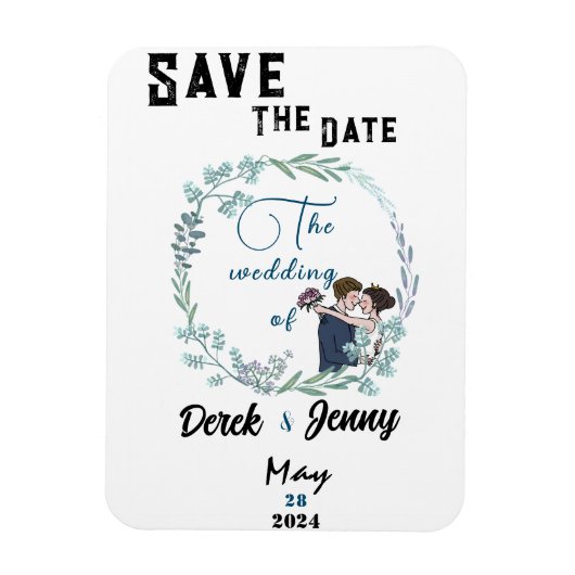 青い愛の結婚式 マグネット (縦)