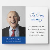 青い愛の記憶の詩と写真の追悼プレート フォトプラーク (正面)