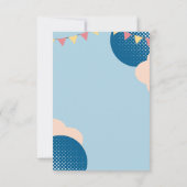 青い愛らしいウッドランドベビーフクロウ赤ちゃんシャワー サンキューカード (裏面)